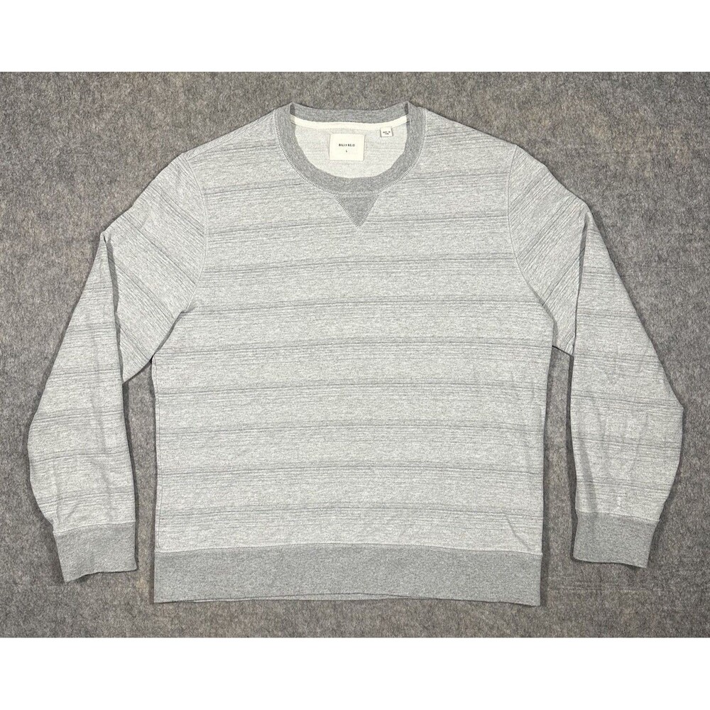 Billy Reid Blurred Striped Crewneck Sweatshirt Mens L Gray Pullover Casual